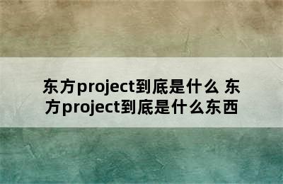 东方project到底是什么 东方project到底是什么东西